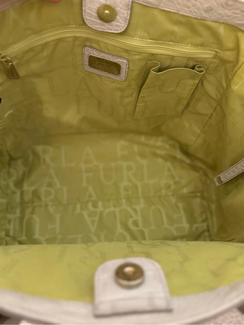 Furla Croc-Embossed Tote Bag with Lock VGUC